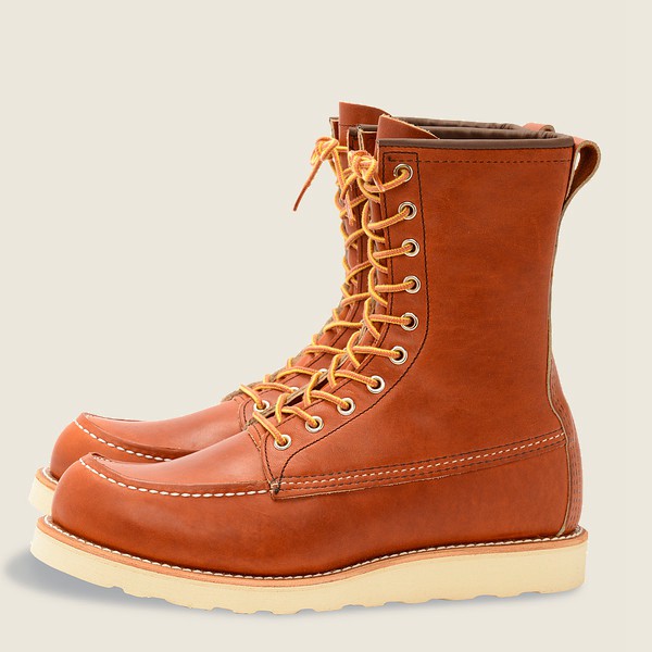 Red Wing Mens Heritage Boots - Classic Moc – 8-inch Legacy Leather - Brown - UKX190283